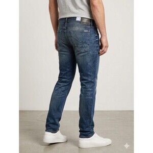 Hudson Jeans Blake Slim Straight Men's 38x35.5 Whiskers Denim Vintage Faded Look